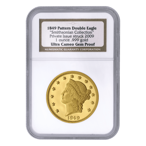 1 oz 1849 Smithsonian Longacre Double Eagle Ultra Cameo NGC Gem Proof Gold Coin