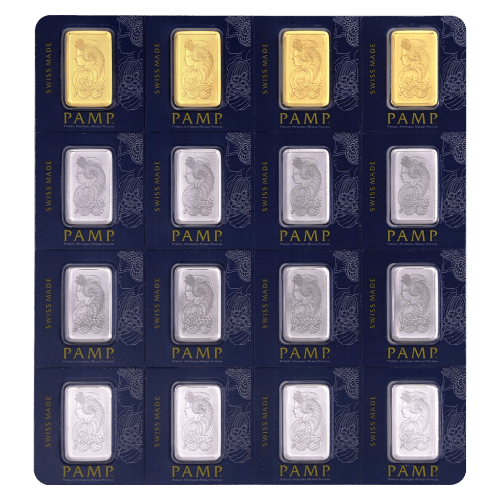 Lingot MultiGram Portfolio 4-Métaux de 40 grammes ( 16 x 2,5 g) de la PAMP Suisse
