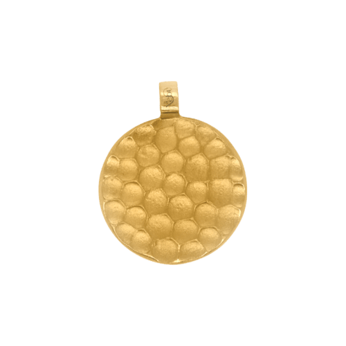Pendentif médaillon en or martelé 24 carats de 13,41 grammes