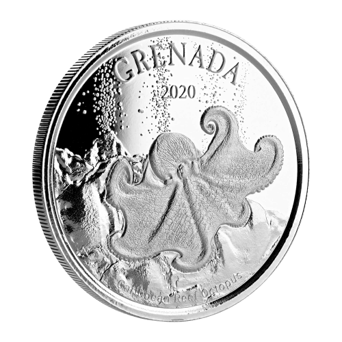 1 oz 2020 EC8 Grenada Octopus Silver Coin | Scottsdale Mint