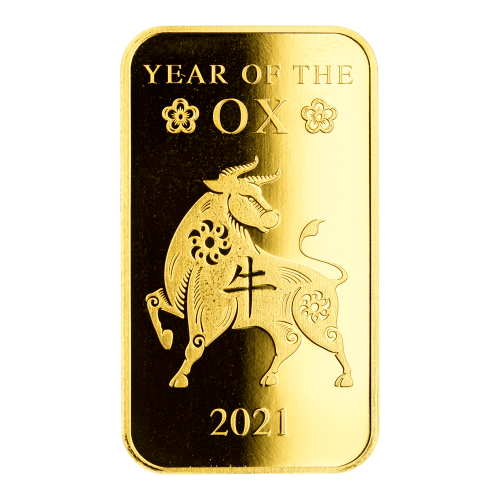 Lingot 1 once d'or Lunaire Année du Bœuf | Monnaie de Scottsdale