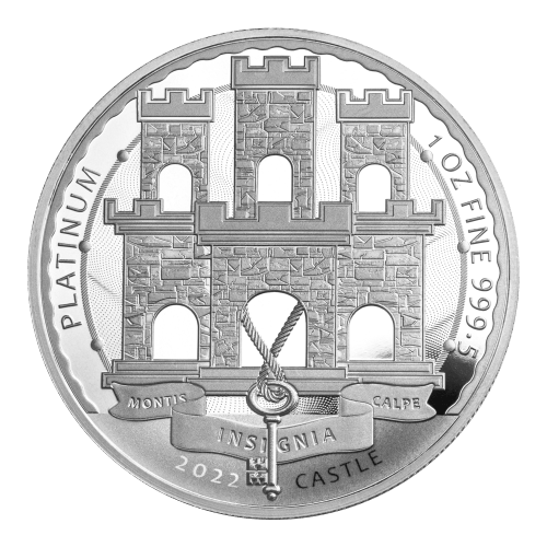 Pièce 1 once de platine Château de Gibraltar 2022 | PAMP Suisse