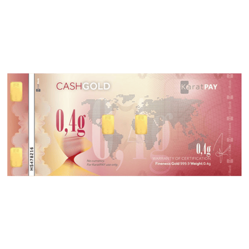 Lingot d'or CashGold KaratPay 2016 de 0,4 gramme
