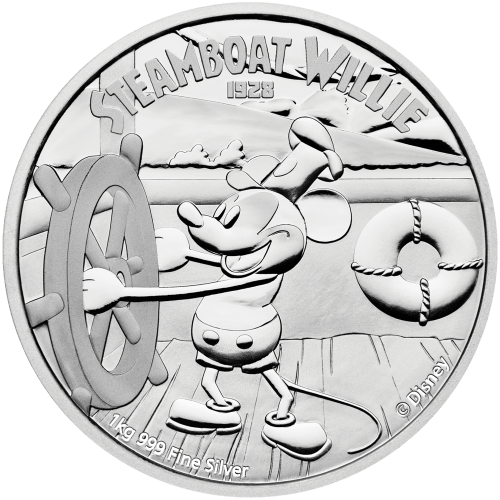 Pièce 1 kilo d'argent Steamboat Willie 2015 | Agoro par la Monnaie de Nouvelle-Zélande