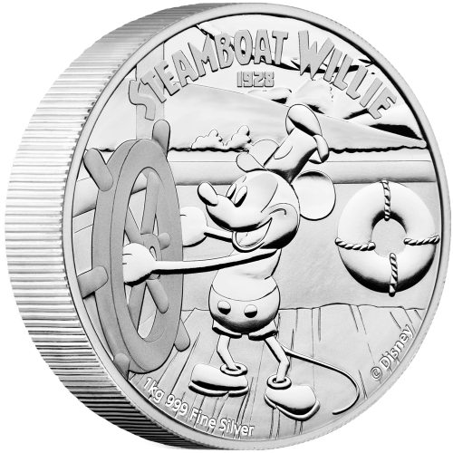 Pièce 1 kilo d'argent Steamboat Willie 2015 | Agoro par la Monnaie de Nouvelle-Zélande