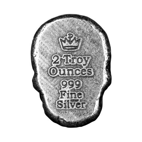 Crâne 2 onces d'argent fini antique | Monarch Precious Metals