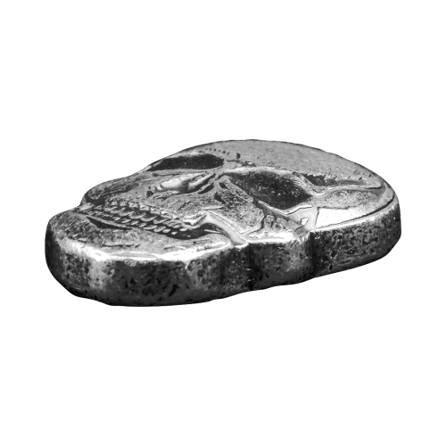Crâne 2 onces d'argent fini antique | Monarch Precious Metals