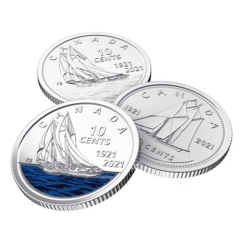 Set of 3 x 2021 100th Anniversary of Bluenose Commemorative 10 Cent Coin Rolls | Royal Canadian Mint