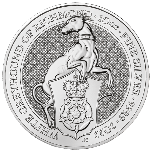 10 oz 2022 Queen's Beasts: White Greyhound of Richmond Silver Coin | The Royal Mint
