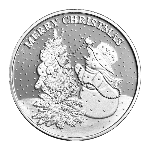 Ronde 1 once d'argent Série Joyeux Noël Bonhomme de neige et animaux | Monnaie de SilverTowne