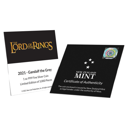 1 oz 2021 The Lord of the Rings: Gandalf the Grey Silver Coin | Agoro by New Zealand Mint