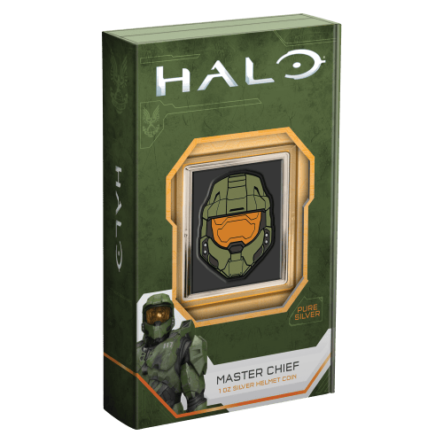 1 oz 2021 Halo: Master Chief Helmet Silver Coin | Agoro by New Zealand Mint