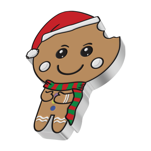 1 oz 2021 Chibi Christmas: Gingerbread Man Silver Coin | Agoro by New Zealand Mint