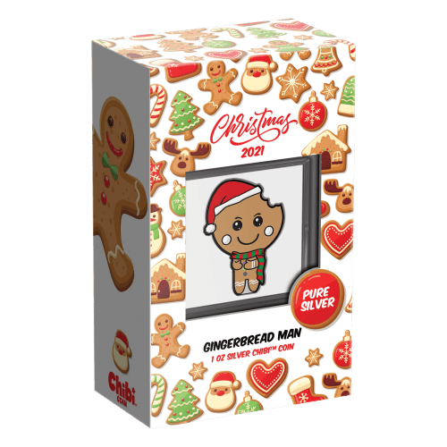 1 oz 2021 Chibi Christmas: Gingerbread Man Silver Coin | Agoro by New Zealand Mint