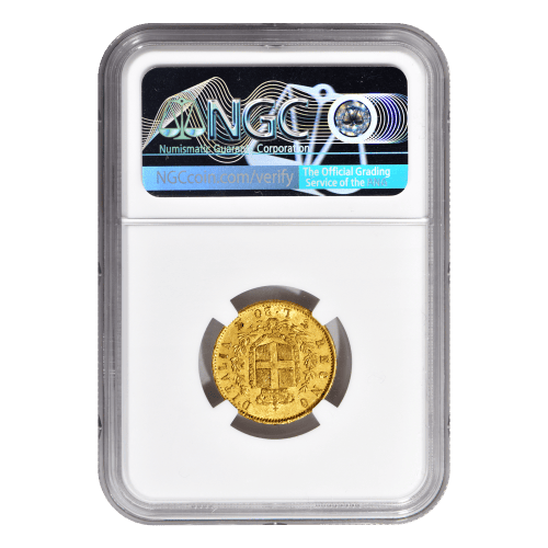 Pièce d'or AU-50 NGC 20 Lires italiennes d'année aléatoire