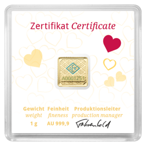 1 gram Love Gold Bar | Geiger Edelmetalle