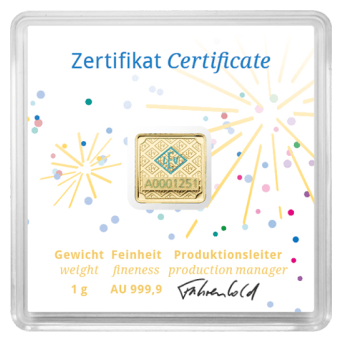 1 gramme Geiger Edelmetalle | Lingot d'or Congrats