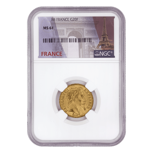 Pièce d'or MS-61 NGC 20 Francs français d'année aléatoire
