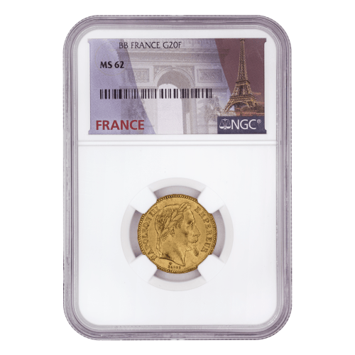 Random Year French 20 Franc NGC MS-62 Gold Coin