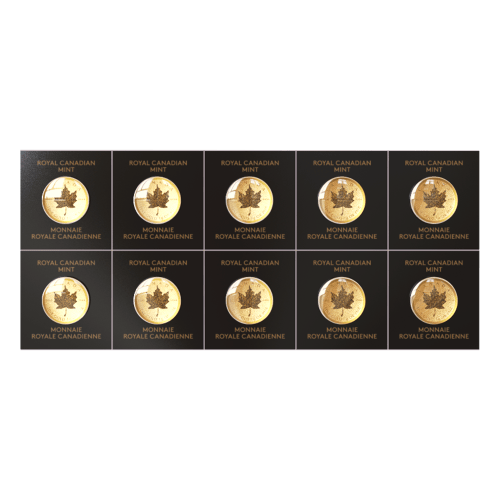 Feuille de pièces d'or MapleGram de 10 grammes (10 x 1 g) 2022