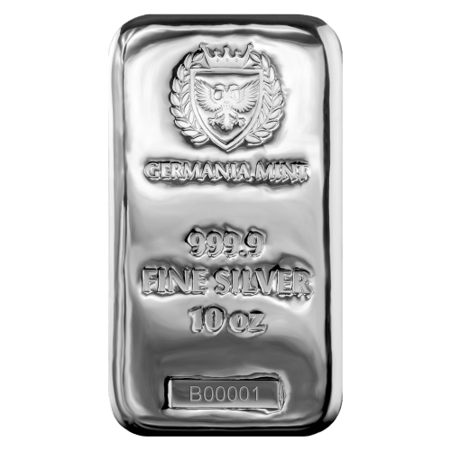 10 oz Cast Silver Bar | Germania Mint | Silver Gold Bull Canada