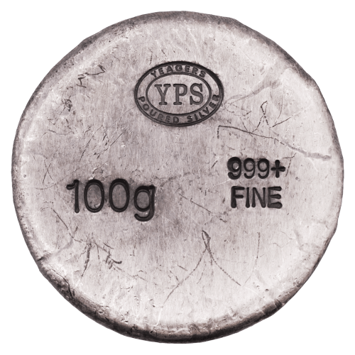 100 grammes Ronde d'argent Plata Muerta patinée | Yeager's Poured Silver