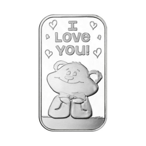 1 oz I Love You Bear Silver Bar | Silvertowne Mint
