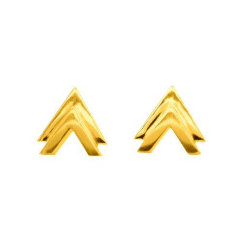 10.3 gram 24 kt Double V Stud Gold Earrings