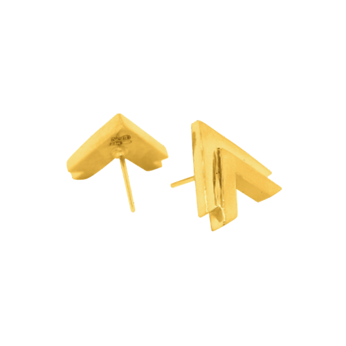 10.3 gram 24 kt Double V Stud Gold Earrings