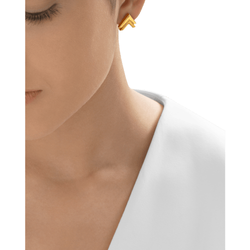 10.3 gram 24 kt Double V Stud Gold Earrings