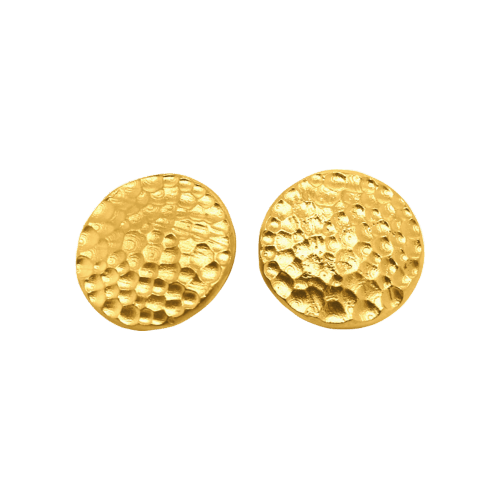 Hammered Shield Gold Earrings