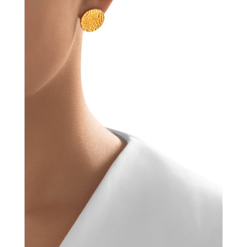 16.9 gram 24 kt Hammered Shield Gold Earrings