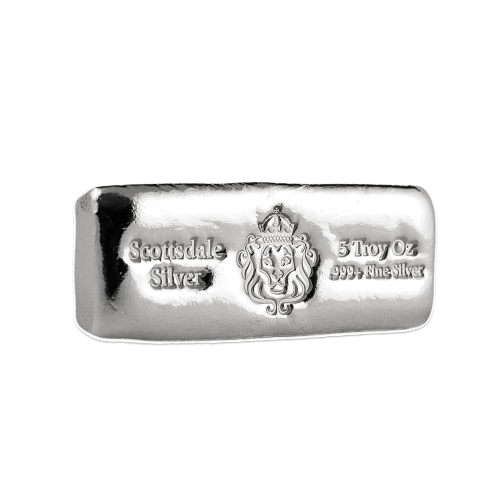 5 oz Cast Silver Bar | Scottsdale Mint | Silver Gold Bull Canada