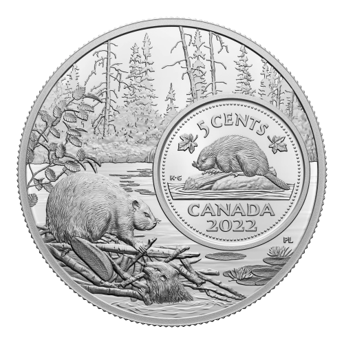 Pièce 5 onces d'argent Vue d'ensemble : Le castor 2022 | Monnaie royale canadienne
