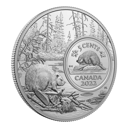 Pièce 5 onces d'argent Vue d'ensemble : Le castor 2022 | Monnaie royale canadienne