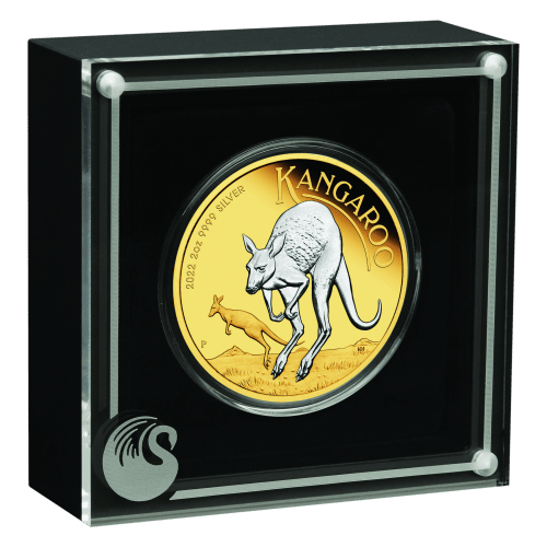 2 oz 2022 Australian Kangaroo Reverse Gilded Silver Coin | Perth Mint