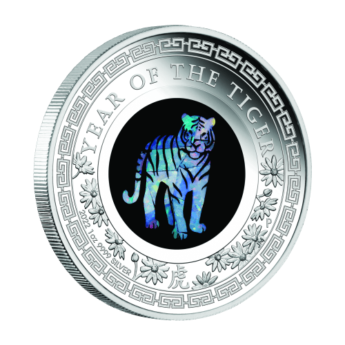 1 oz 2022 Lunar Year of the Tiger Opal Silver Coin | Perth Mint