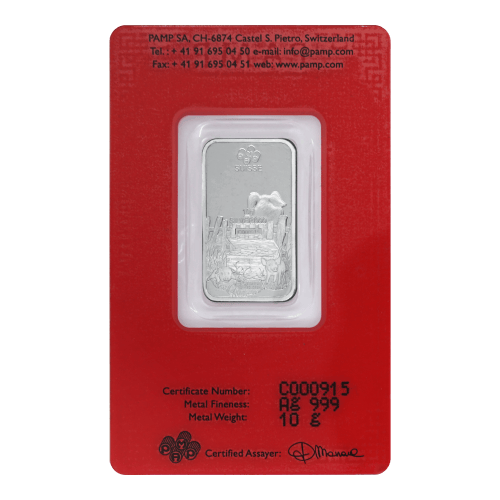 10 gram Year of the Pig Silver Bar | PAMP Suisse | Silver Gold Bull US