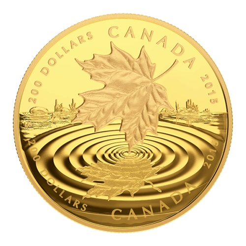 1 once 2015 Monnaie royale canadienne | Pièce d'or Reflet d'une feuille d'érable