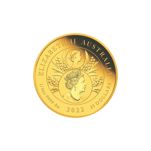 Pièce 1/4 once d'or Jubilé de platine de la reine 2022 | Monnaie de Perth