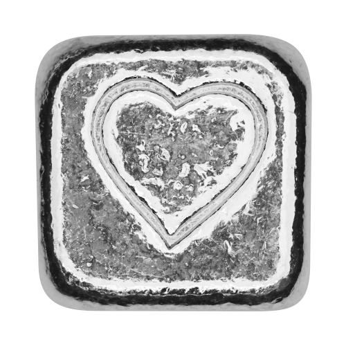 1 oz Heart Silver Cube | Yeager's Poured Silver