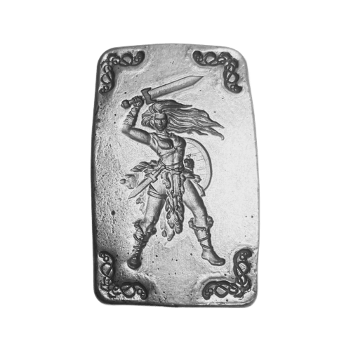 5 oz Viking Warrior Shield Maiden Silver Bar | Monarch Precious Metals
