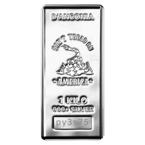 1 kilo Don’t Tread on America Silver Bar | D’Anconia