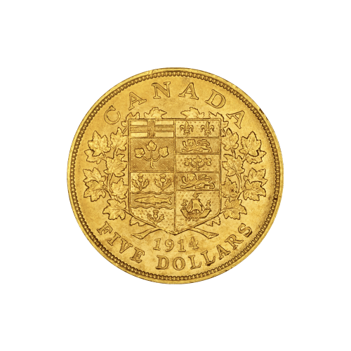 1914 $5 Canadian Gold Reserve Gold Coin | Royal Canadian Mint