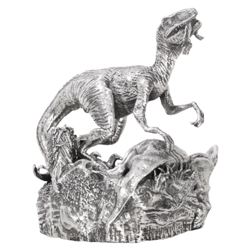 8 oz Velociraptor Silver Statue