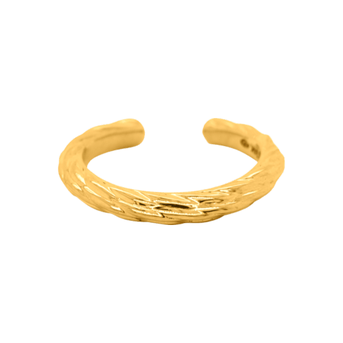 Bague en or 24 carats Racine texturée ajustable Taille large de 7,4 grammes
