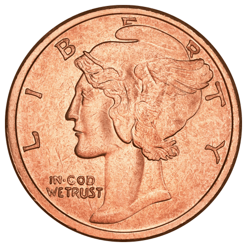 1 oz Mercury Dime Copper Round