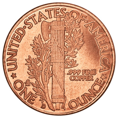 1 oz Mercury Dime Copper Round