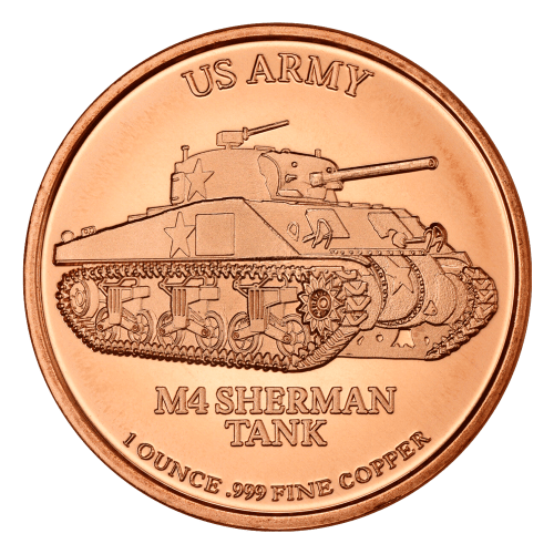 1 oz Sherman Tank Copper Round
