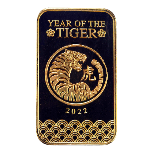1 oz 2022 Lunar Year of the Tiger Gold Bar | Scottsdale Mint